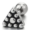 Small Dotted Triangle Stud Earrings for Men Women, Stainless Steel, Screw Back, 2pcs - COOLSTEELANDBEYOND Jewelry