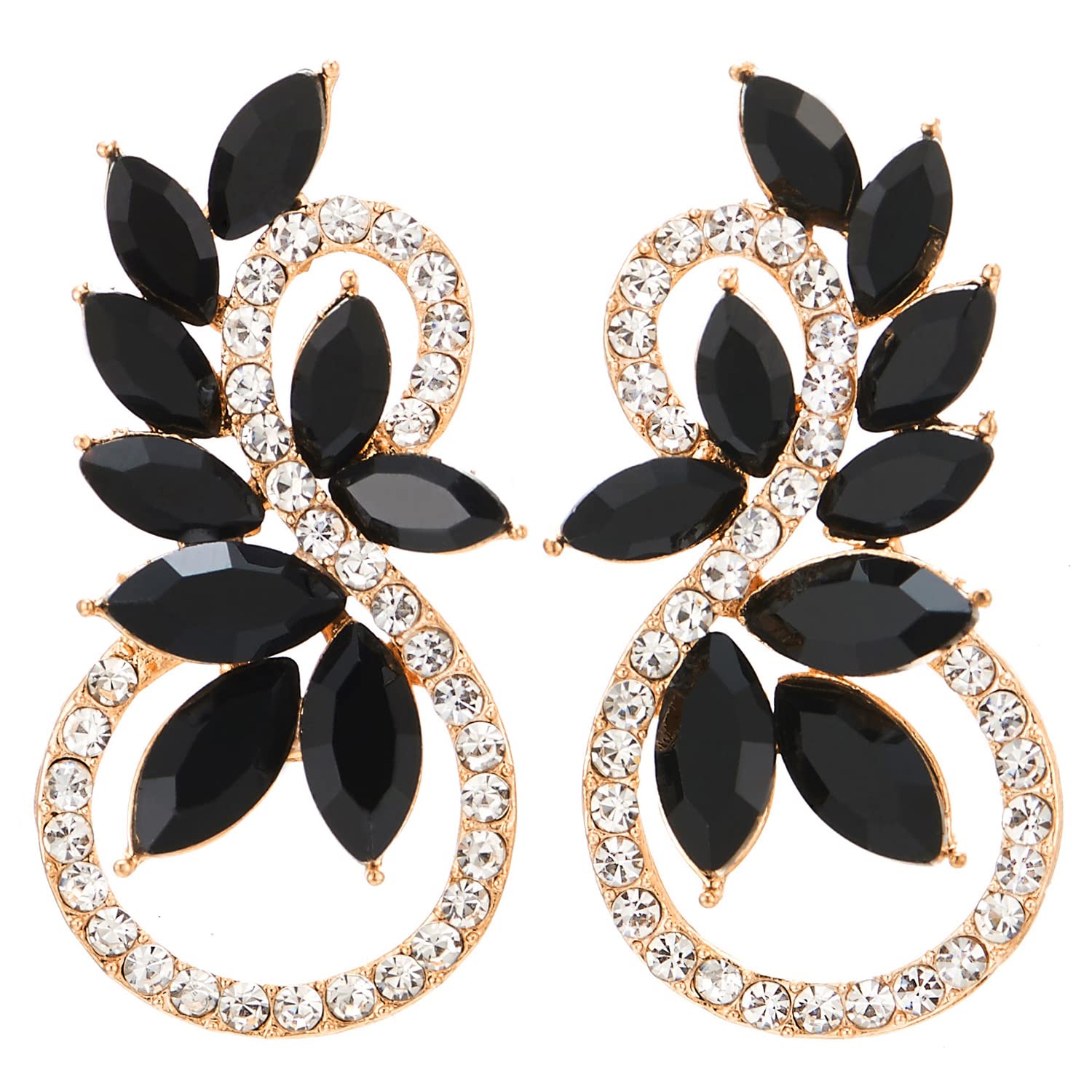 Sparkling Marquise Crystal Rhinestone 8 Infinity Dangle Drop Earrings B-Stone Color: Blue & White