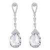 Sparkling Wedding Banquet Rhinestone Large Crystal Cluster Teardrop Long Dangle Statement Earrings - COOLSTEELANDBEYOND Jewelry