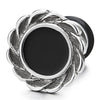 Stainless Steel Black Enamel Sunflower Wreath Circle Stud Earrings for Men Women, Screw Back, 2pcs - COOLSTEELANDBEYOND Jewelry