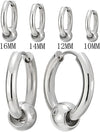 Stainless Steel Circle Beads Huggie Hinged Hoop Earrings for Men Women, 2pcs - COOLSTEELANDBEYOND Jewelry