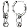 Stainless Steel Circle Dangling Beads Huggie Hinged Hoop Earrings for Men Women, 2pcs - COOLSTEELANDBEYOND Jewelry
