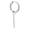 Stainless Steel Circle Huggie Hinged Hoop Earrings with Dangle Stick Charm for Men Women, 2pcs - COOLSTEELANDBEYOND Jewelry