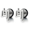 Stainless Steel Geometric Maze Stud Earrings for Men for Women, Screw Back, 2pcs - COOLSTEELANDBEYOND Jewelry