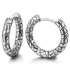 Stainless Steel Grooved Circle Huggie Hinged Hoop Earrings for Men Women, 2pcs - COOLSTEELANDBEYOND Jewelry