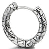 Stainless Steel Grooved Circle Huggie Hinged Hoop Earrings for Men Women, 2pcs - COOLSTEELANDBEYOND Jewelry