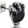 Stainless Steel Mens Dragon Claw Stud Earrings with 6mm Black Cubic Zirconia, 2pcs - COOLSTEELANDBEYOND Jewelry