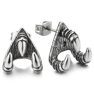 Stainless Steel Mens Women Vintage Dragon Claw Eagle Claw Stud Earrings, 2pcs - COOLSTEELANDBEYOND Jewelry