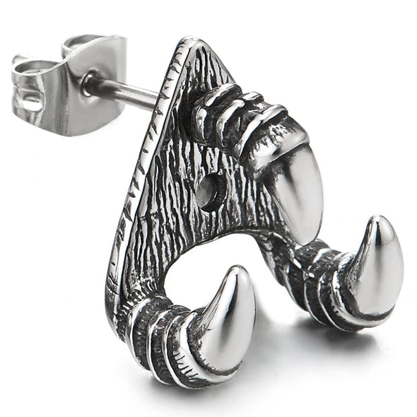 Stainless Steel Mens Women Vintage Dragon Claw Eagle Claw Stud Earrings, 2pcs - COOLSTEELANDBEYOND Jewelry
