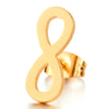 Stainless Steel Mens Womens Gold Color Friendship Infinity Love Number 8 Stud Earrings, 2pcs - COOLSTEELANDBEYOND Jewelry
