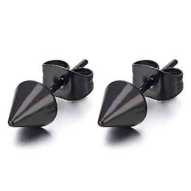 Stainless Steel Small Black Arrow Spike Stud Earrings for Men and Women, 1 Pair - coolsteelandbeyond