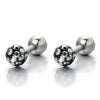 Stainless Steel Womens Mens Ball Stud Earrings Screw Back with Black Cubic Zirconia, 2pcs - COOLSTEELANDBEYOND Jewelry