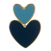 Stylish Double Hearts Gold Color Statement Drop Dangle Stud Earrings with Blue Enamel - COOLSTEELANDBEYOND Jewelry