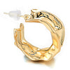 Stylish Gold Color Irregular Concave Grooved Circles Statement Hoop Huggie Hinged Stud Earrings - COOLSTEELANDBEYOND Jewelry