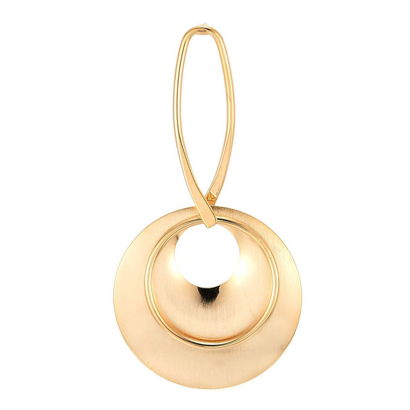 Stylish Large Gold Color Geometry Statement Earrings Dangled with Double Open Circles - COOLSTEELANDBEYOND Jewelry
