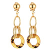Stylish Large Gold Statement Earrings Open Ovals Resin Circle Link Long Drop Dangle, Dress Prom - COOLSTEELANDBEYOND Jewelry