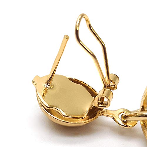 Stylish Large Gold Statement Earrings Open Ovals Resin Circle Link Long Drop Dangle, Dress Prom - COOLSTEELANDBEYOND Jewelry