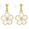 Summer Fashion Gold Color Open Flower Frame Drop Dangle Stud Earrings with Acrylic Petals - COOLSTEELANDBEYOND Jewelry
