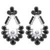 Teardrop Black Crystal Rhinestone Cluster Diamond-Shaped Floral Petal Chandelier Large Prom Earrings - COOLSTEELANDBEYOND Jewelry