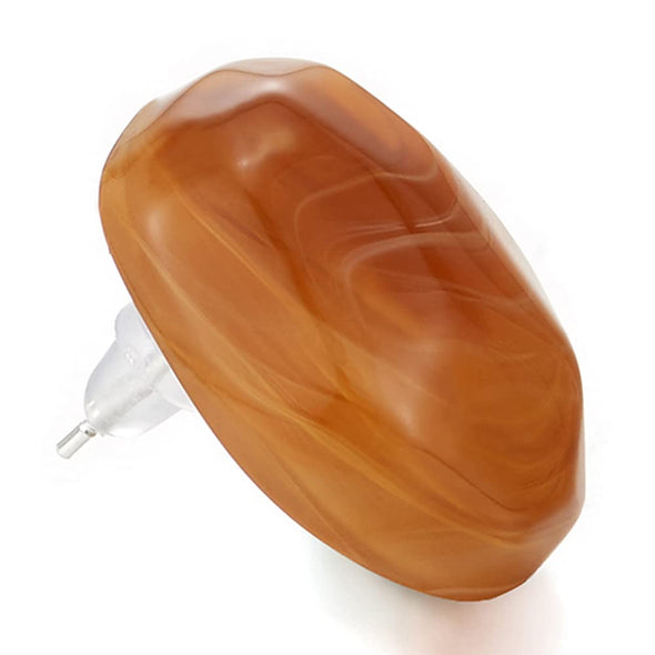 Unique Amber Color Irregular Geometric Convex Statement Stud Earrings Acrylic - COOLSTEELANDBEYOND Jewelry