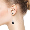 Unique Black Crystal Rhinestone Cluster Teardrop Long Drop Dangle Statement Earrings, Party Event - COOLSTEELANDBEYOND Jewelry