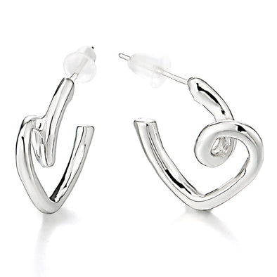 Unique Twisted Heart Hoop Huggie Hinged Stud Earrings - COOLSTEELANDBEYOND Jewelry