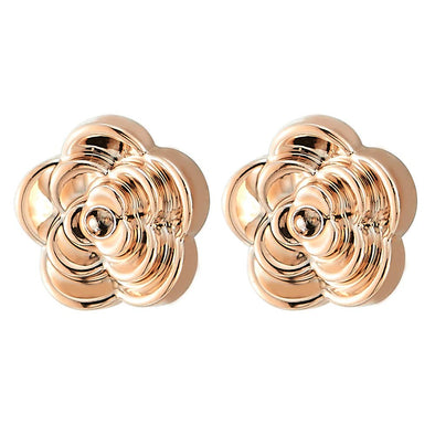 Unique Womens Magnetic Rose Gold Camellia Flower Stud Earring, Non-Piercing Clip On Fake Ear - COOLSTEELANDBEYOND Jewelry