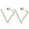 Unisex Stainless Steel Open Triangle Half Hoop Hinged Stud Earrings for Men and Women, 2pcs - COOLSTEELANDBEYOND Jewelry
