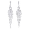 Wedding Bridal Rhinestone Pave Cluster Spiral Square Chain Long Tassel Dangle Statement Earrings - COOLSTEELANDBEYOND Jewelry