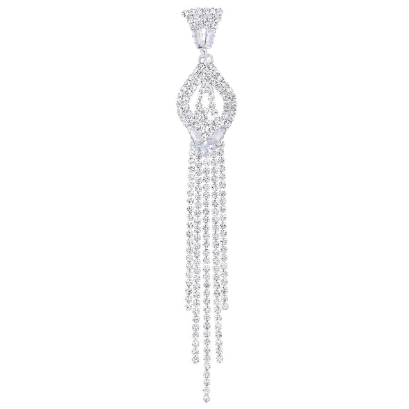 Wedding Prom Marquise Crystal Rhinestone Cluster Braided Long Dangle Tassel Drop Statement Earrings - COOLSTEELANDBEYOND Jewelry