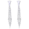 Wedding Rhinestone Crystal Cluster Long Chain Tassel Waterfall Dangle Statement Earrings, Sparkling - COOLSTEELANDBEYOND Jewelry