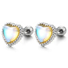 Women 5MM Rainbow Solitaire Gem Stone Dotted Heart Stud Earrings, Stainless Steel, Screw Back 1 Pair - COOLSTEELANDBEYOND Jewelry