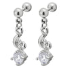 Women Steel Ball Stud Earrings Dangling Charm of Star and Solitaire Cubic Zirconia, Screw Back - COOLSTEELANDBEYOND Jewelry