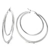 Women Steel Large Double Flat Plain Circle Huggie Hinged Hoop Earrings - COOLSTEELANDBEYOND Jewelry