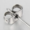 Women Steel Open Square Stud Earrings with Long Chain Dangling Open Circle and Stick Bar - COOLSTEELANDBEYOND Jewelry