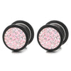 Womens Dome Circle Stud Earrings White CZ Pink Enamel, Steel Cheater Fake Ear Gauges Illusion Tunnel - COOLSTEELANDBEYOND Jewelry