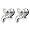 Womens Fox Face Long Tail Stud Earrings in Stainless Steel, Screw Back, 2 pcs - COOLSTEELANDBEYOND Jewelry