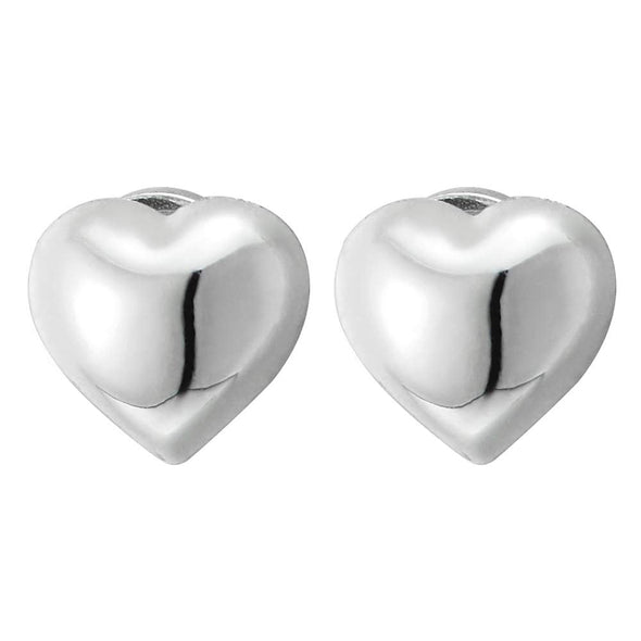 Womens Magnetic Puff Heart Stud Earring, Non-Piercing Clip On Fake Ear, Polished - COOLSTEELANDBEYOND Jewelry