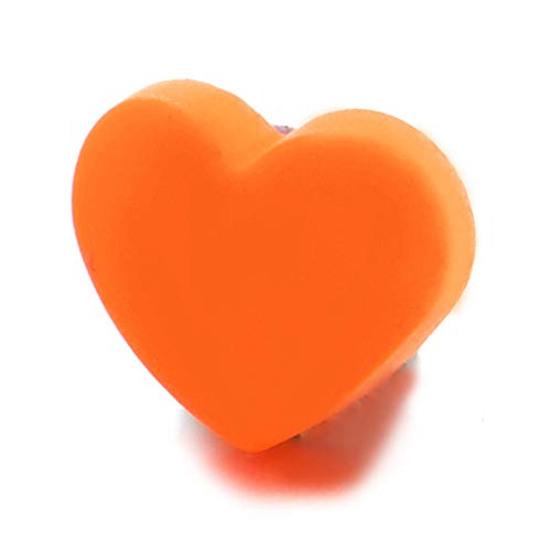 Womens Orange Acrylic Magnetic Puff Heart Stud Earring, Non-Piercing Clip On Fake Ear, Lovely - COOLSTEELANDBEYOND Jewelry