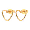 Womens Small Plain Stainless Steel Gold Color Open Heart Stud Earrings, 2Pcs - COOLSTEELANDBEYOND Jewelry
