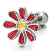 Womens Stainless Steel Daisy Flower Stud Earrings with Red Yellow Enamel, Screw Back, Summer - COOLSTEELANDBEYOND Jewelry