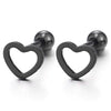 Womens Stainless Steel Flat Open Heart Stud Earrings, Screw Back, 2Pcs - COOLSTEELANDBEYOND Jewelry