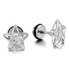 Womens Stainless Steel Hollow Star Pentagram Dome Stud Earrings with 6MM Cubic Zirconia, Screw Back - COOLSTEELANDBEYOND Jewelry