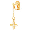 Womens Steel Gold Color Earrings, Long Chain Drop Dangle Open Cross, Non-Piercing Clip On - COOLSTEELANDBEYOND Jewelry