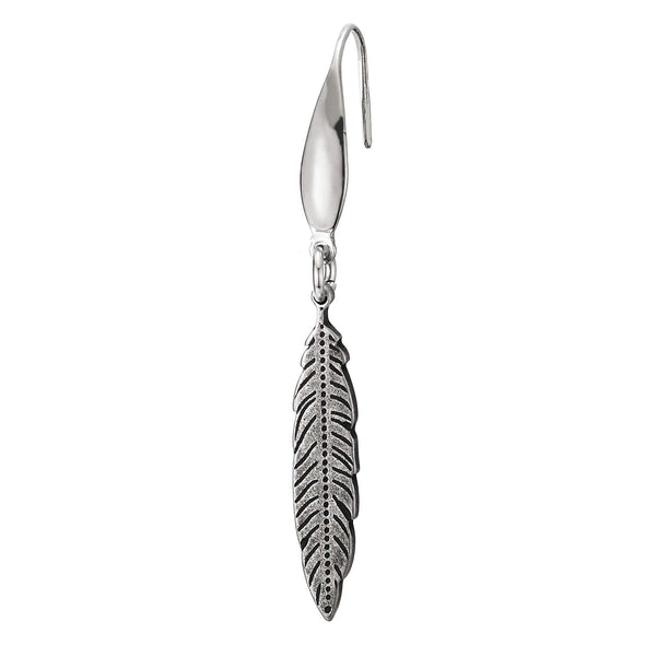 Womens Vintage Stainless Steel Leaf Feather Earrings Drop Dangle, Chic Fashion