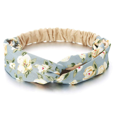 Boho Bohemian Gypsy Flower Floral Crossed Hair Head Wrap Turban Headband Elastic Hairband - COOLSTEELANDBEYOND Jewelry