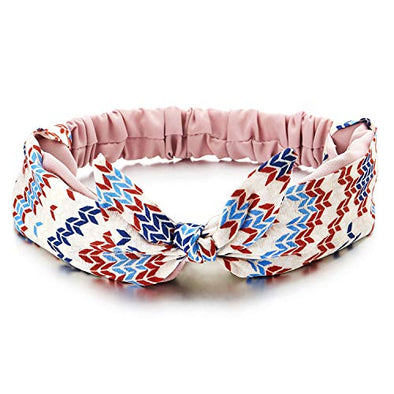 Boho Gypsy Cute Chic Colorful Wheat Ears Pink Two-row Bow Head Hair Wrap Turban Headband Hairband - COOLSTEELANDBEYOND Jewelry