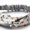 Boho Gypsy Hippie Floral Flower Peach Grey Hair Wrap Headband Crossed Turban Stretchy Hairband - COOLSTEELANDBEYOND Jewelry