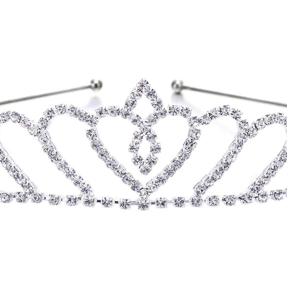 Crystal Rhinestones Love Heart Tiara Crown Diadem Hair Hoop, Bridal Wedding Costume Party Headband - COOLSTEELANDBEYOND Jewelry