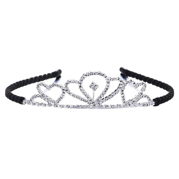Cute Rhinestones Love Heart Tiara Crown Diadem Hair Hoop, Bridal Costume Party Prom Headband - COOLSTEELANDBEYOND Jewelry